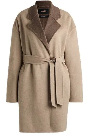 HUGO BOSS Italian-made belted coat in a wool-cashmere blend