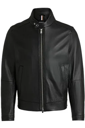 HUGO BOSS Regular-fit jacket in grained leather