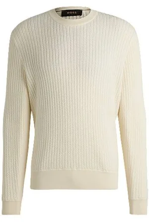 HUGO BOSS Wool-blend knitted sweater with herringbone structure
