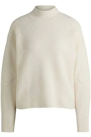 HUGO BOSS Funnel-neck sweater with ribbed structures
