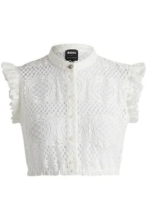 HUGO BOSS X Kinga Mathe cotton-blend blouse in patterned lace