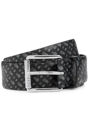 HUGO BOSS Italian-leather belt with monogram print