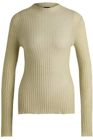 HUGO BOSS Wool-blend slim-fit sweater with side slits