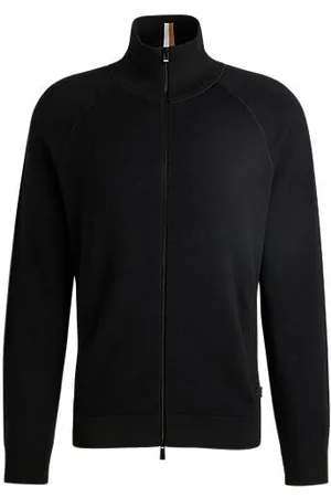 HUGO BOSS Zip-up cardigan in cotton and virgin wool