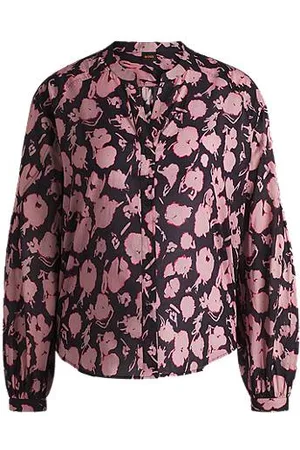 HUGO BOSS Regular-fit blouse in printed cotton voile
