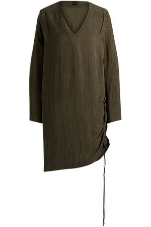 HUGO BOSS V-neck midi dress with drawcord detail