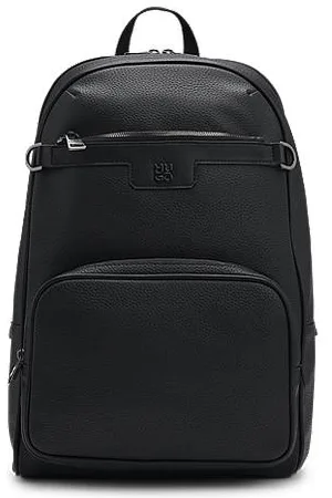 HUGO BOSS Grained faux-leather backpack with stacked-logo trim