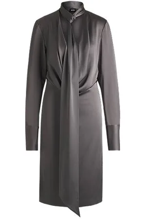HUGO BOSS Long-sleeved dress with scarf neckline