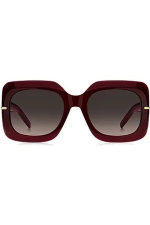 HUGO BOSS Burgundy-acetate sunglasses with gold-tone hinges