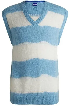 HUGO BOSS Oversized-fit knit vest with block stripes