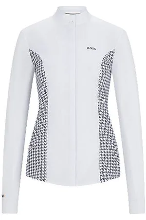 HUGO BOSS Equestrian show blouse with houndstooth inserts