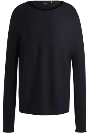 HUGO BOSS Relaxed-fit sweater with rolled edges and logo charm