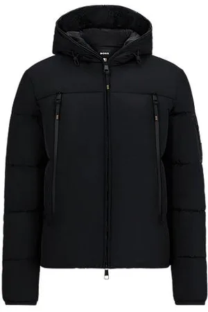 HUGO BOSS Equestrian hooded puffer jacket with fleece-lined pockets
