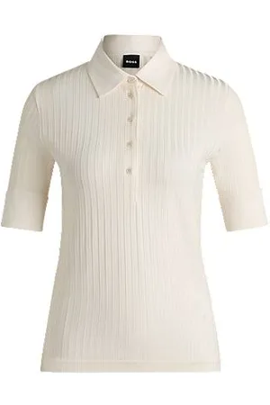 HUGO BOSS Ribbed polo-collar T-shirt with plain trims