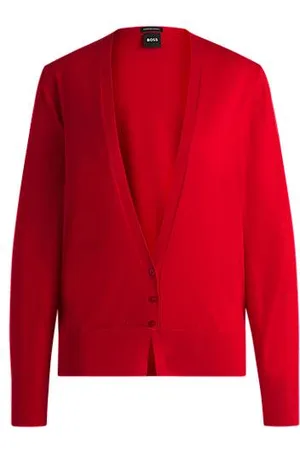 HUGO BOSS V-neck knitted cardigan in virgin wool