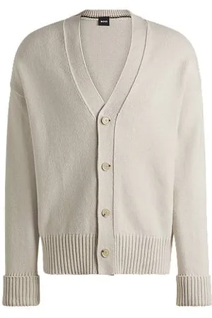 HUGO BOSS Relaxed-fit cardigan with button front and ribbed cuffs