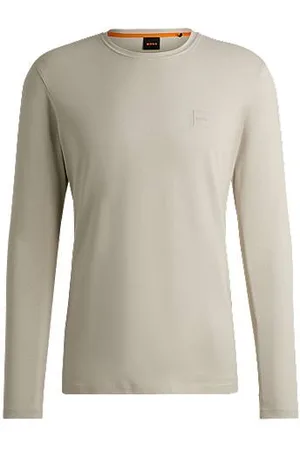 HUGO BOSS Long-sleeved T-shirt in cotton with woven logo patch