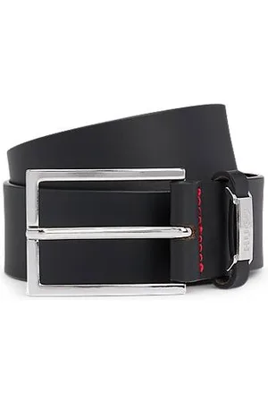 HUGO BOSS Buffalo-leather belt with logo keeper and polished hardware