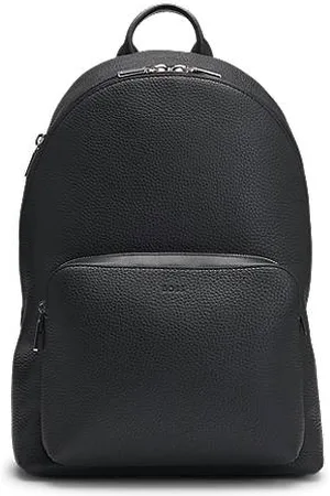 HUGO BOSS Backpack in grained Italian leather with smart sleeve