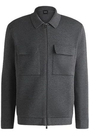 HUGO BOSS Zip-up regular-fit cardigan in virgin wool