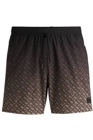 HUGO BOSS Logo-badge swim shorts with degradé monogram print