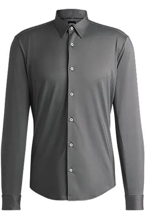 HUGO BOSS Slim-fit shirt in structured performance-stretch fabric