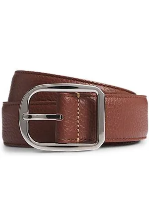 HUGO BOSS Italian-leather belt with rounded pin buckle