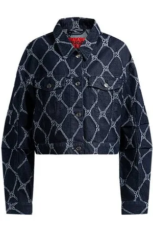 HUGO BOSS Cropped trucker jacket with stacked-logo motif