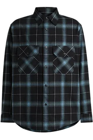 HUGO BOSS Oversized-fit shirt in checked cotton flannel