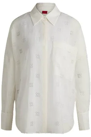 HUGO BOSS Oversized-fit blouse with burnout logo print