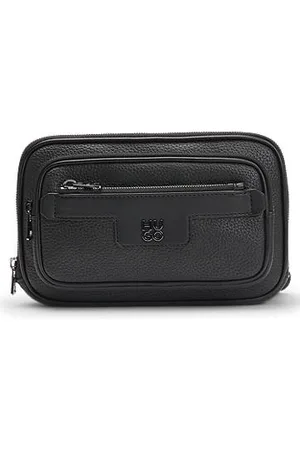 HUGO BOSS Grained faux-leather crossbody bag with stacked-logo trim