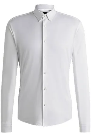 HUGO BOSS Slim-fit shirt in structured performance-stretch fabric