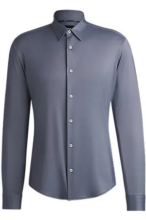 HUGO BOSS Slim-fit shirt in structured performance-stretch fabric