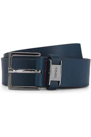 HUGO BOSS Leather belt with logo keeper and gunmetal hardware