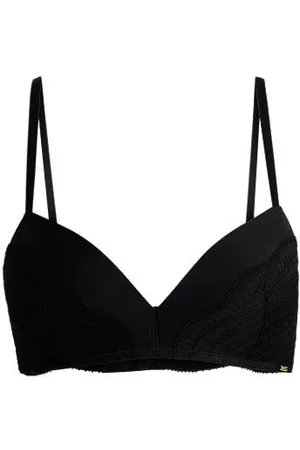 HUGO BOSS Lace-trim push-up bra with logo detail