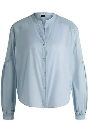 HUGO BOSS Regular-fit blouse in cotton voile with wide sleeves