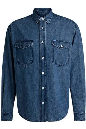 HUGO BOSS Relaxed-fit shirt in blue cotton denim