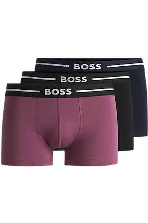 HUGO BOSS Three-pack of stretch-cotton trunks with logo waistbands