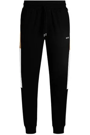 HUGO BOSS Cotton-terry tracksuit bottoms with contrast side panels