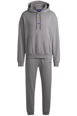 HUGO BOSS Cotton-terry tracksuit set with blue logo patches