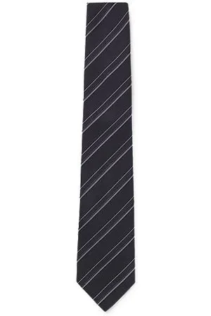 HUGO BOSS Diagonal-striped tie in an Italian silk-cotton jacquard