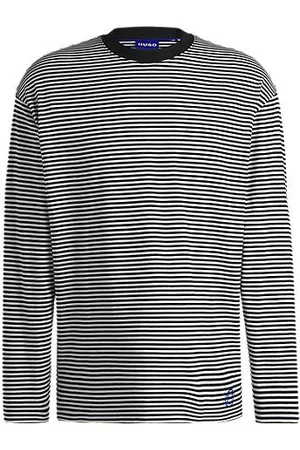 HUGO BOSS Cotton-jersey relaxed-fit T-shirt with horizontal stripe