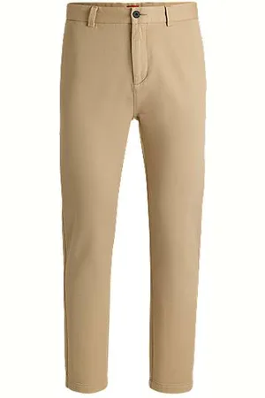 HUGO BOSS Slim-fit regular-rise trousers in cotton twill