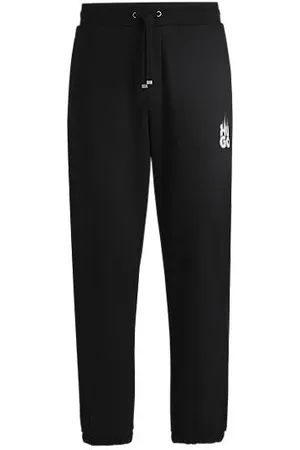 HUGO BOSS Cotton-terry tracksuit bottoms with smoke logo