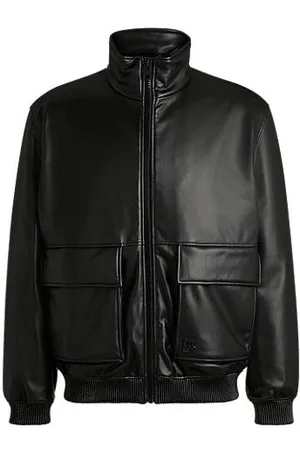 HUGO BOSS Faux-leather jacket with stacked logo