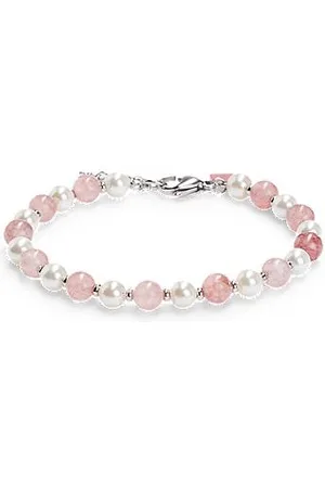 HUGO BOSS Adjustable cuff with natural pearls and pink stones