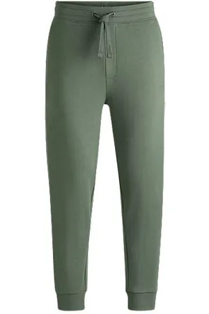 HUGO BOSS Cotton-terry tracksuit bottoms with logo print