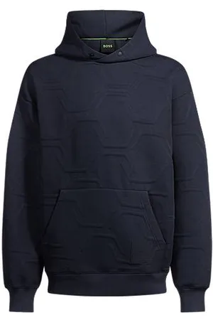 HUGO BOSS Relaxed-fit hoodie with hexagonal quilting