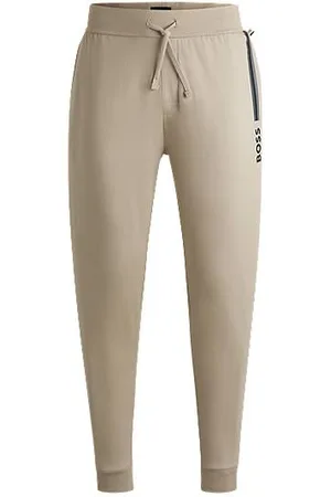 HUGO BOSS Drawcord tracksuit bottoms in cotton terry with logo print