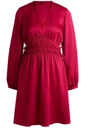 HUGO BOSS Adjustable-waist dress in crinkle satin